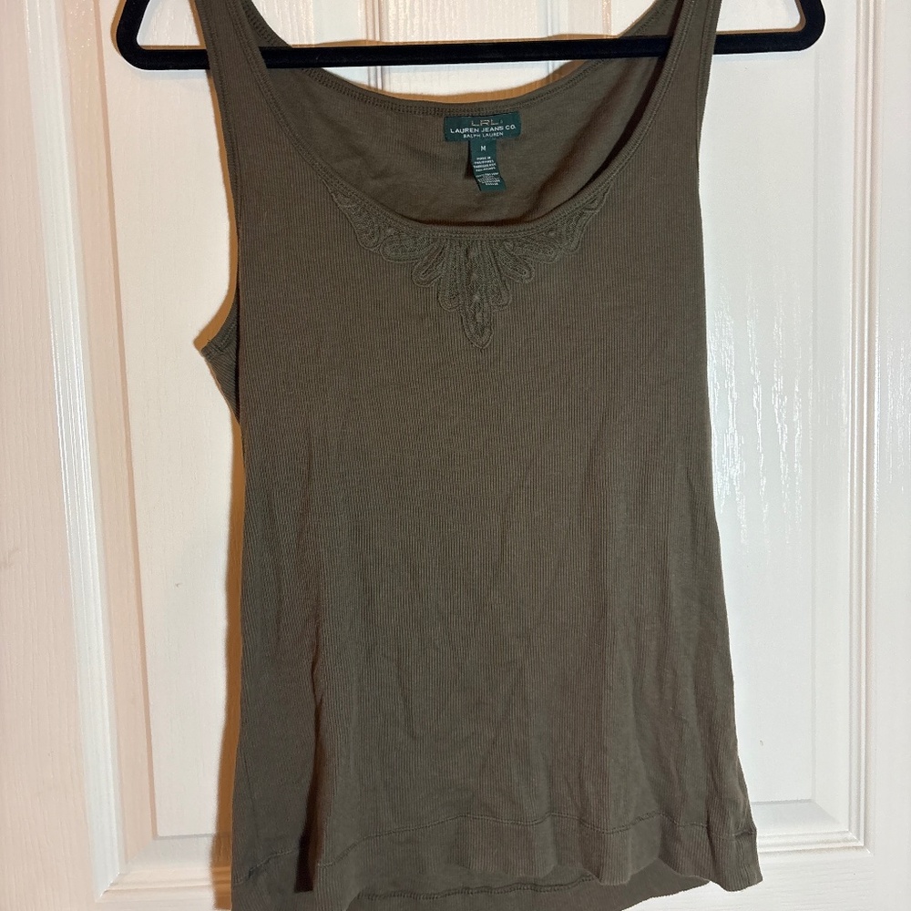 Ralph Lauren Army Green Lace Tank Top
